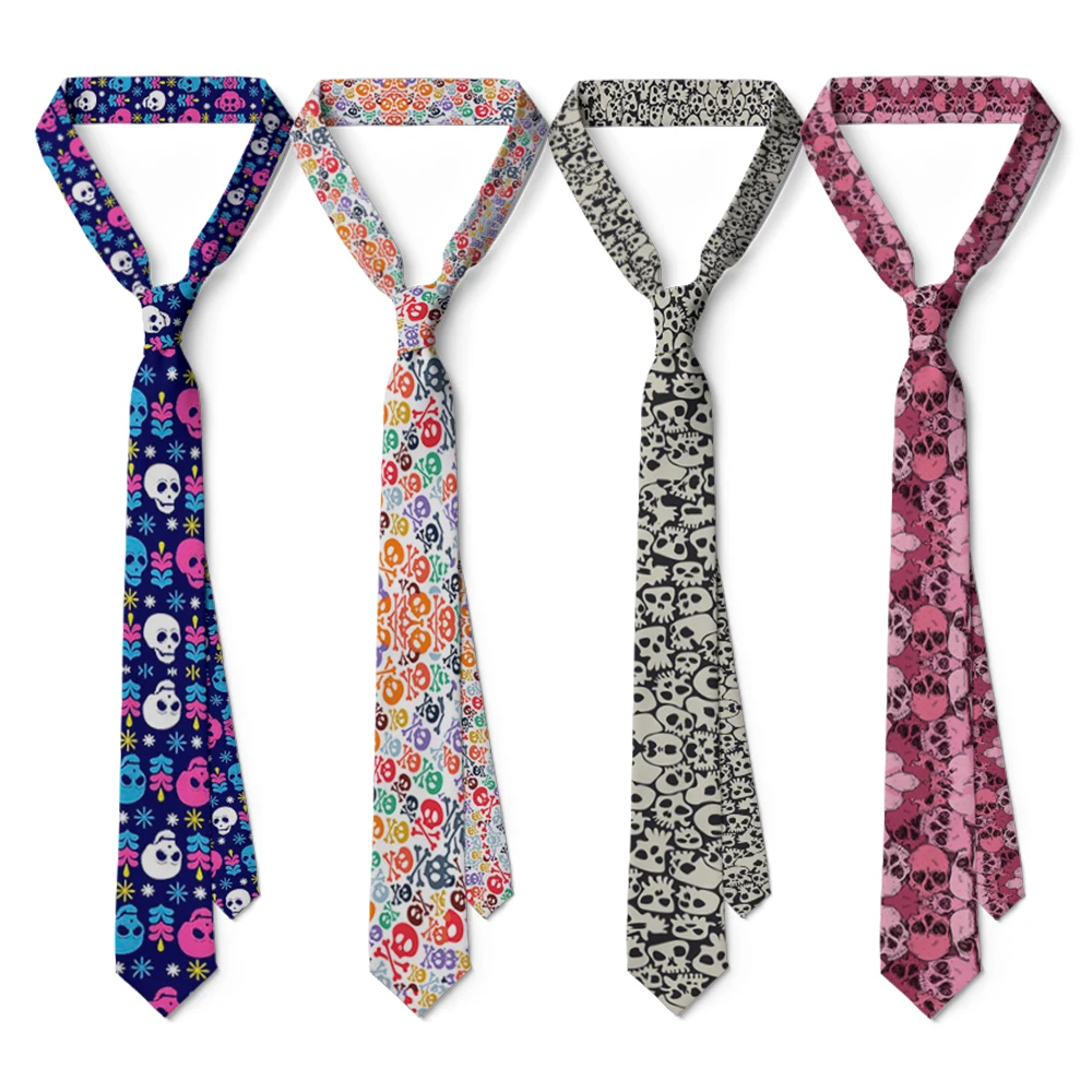 Funny Cartoon Skull Print Men Tie Fashion Casual 8CM Creative Novelty Tie Men Unique Accessories Wedding Party Business Gift neck tie
