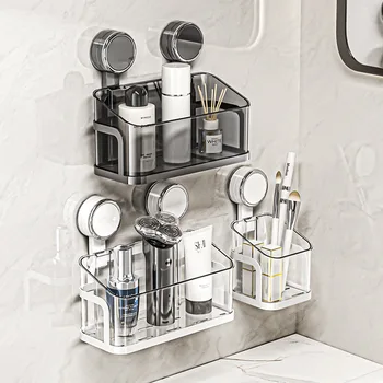 Portaoggetti a ventosa, senza punzonatura, sensazione di fascia alta, contenitore per WC, WC, scatola per cosmetici da bagno 1
