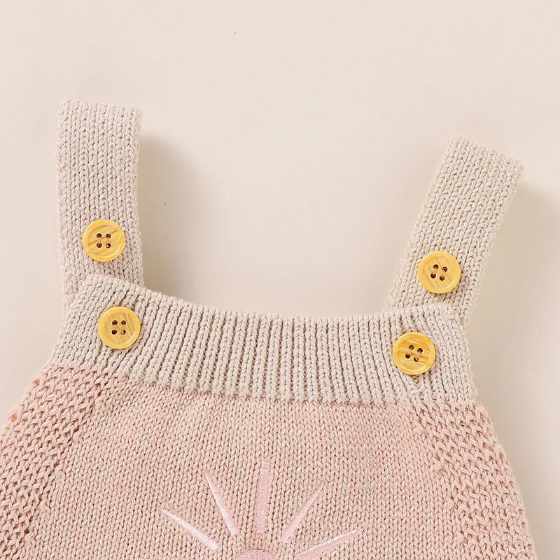 Thin Knitted Sunflower Baby Jumpsuit for Girls