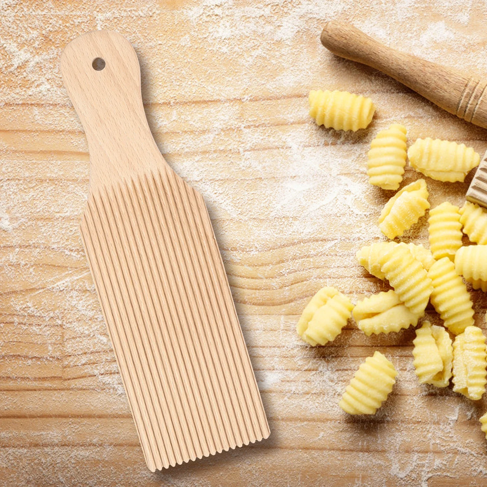 2Pcs Wooden Gnocchi Board Butter Paddles Spaghetti Macaroni Pasta Board Practical Gnocchi Maker Homemade Pasta Tool for Kitchen