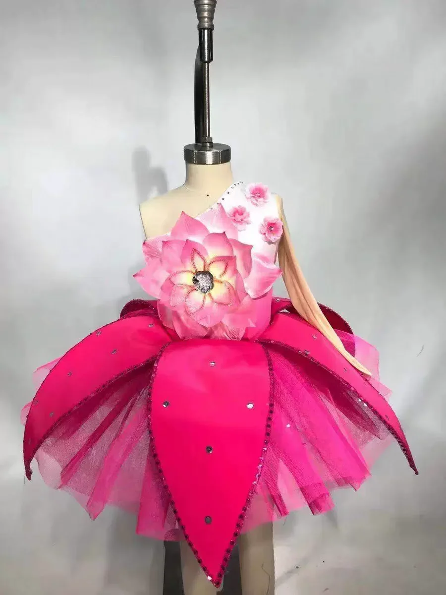 Children&rsquo;s Magnolia Fragrance Performance Costume Peach Blossoms Girls&rsquo; Lotus Style National Opening Dance Magnolia Blossoms