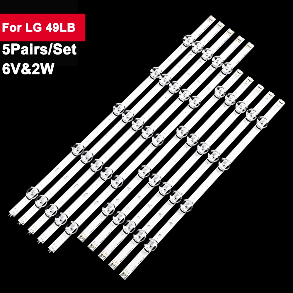 10pcs set led tv backlight bar strip lg innotek drt 3 0 55 a b type rev01 for 55 inch 55lb650v 55lb5900 55lb6500 55lf652v 5pair Backlight TV Strip LED For 49LB620V TV repair Innotek DRT 3.0 49