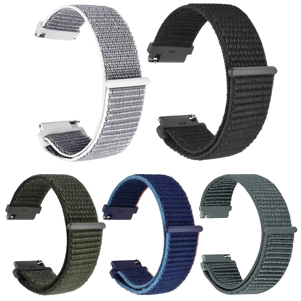 Durable 20mm Nylon Loop Smartwatch Wristband Strap