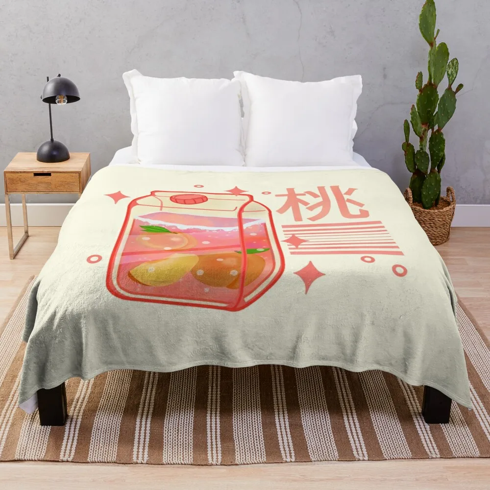 

Kawaii Peach Drink Throw Blanket Blankets For Sofas Warm Blanket