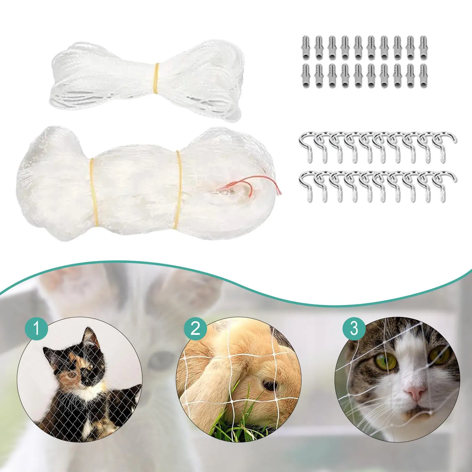 고양이 발코니 그물망 10 x 33피트 나일론, 고강도, 강화 보호 장벽, 테라스용 애완동물 발코니 스크린 펫 메쉬 펜스