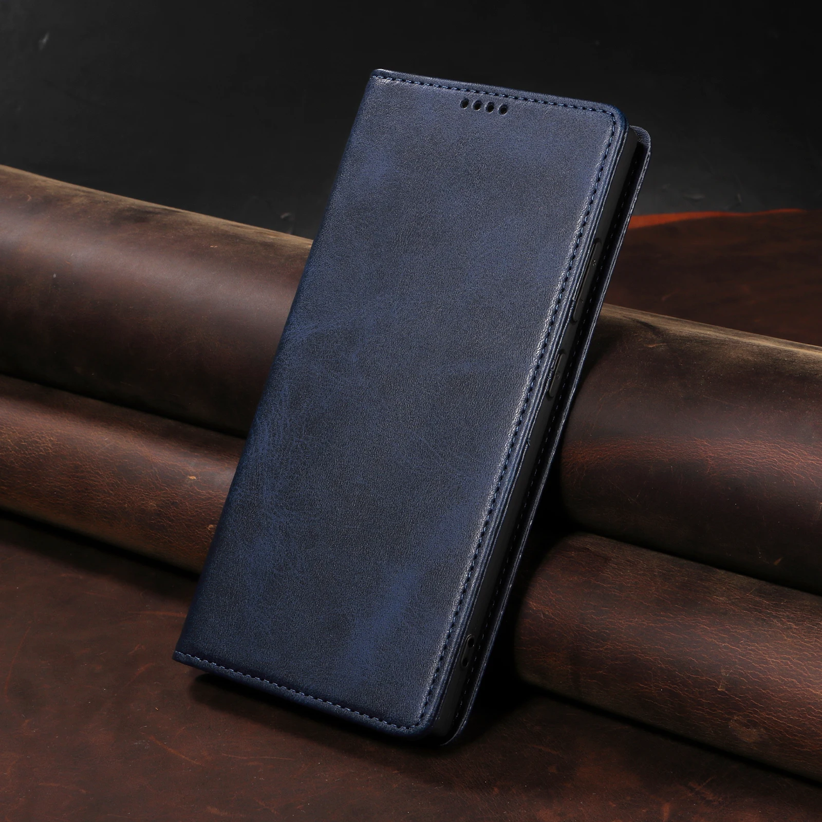 Premium PU Leather Wallet Phone Case with Magnetic Closure and Picture Frame Holder