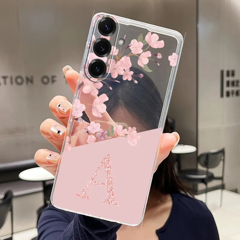 Pretty Flower Letter Pattern Transparent Silicone Phone Case - Soft Back Cover