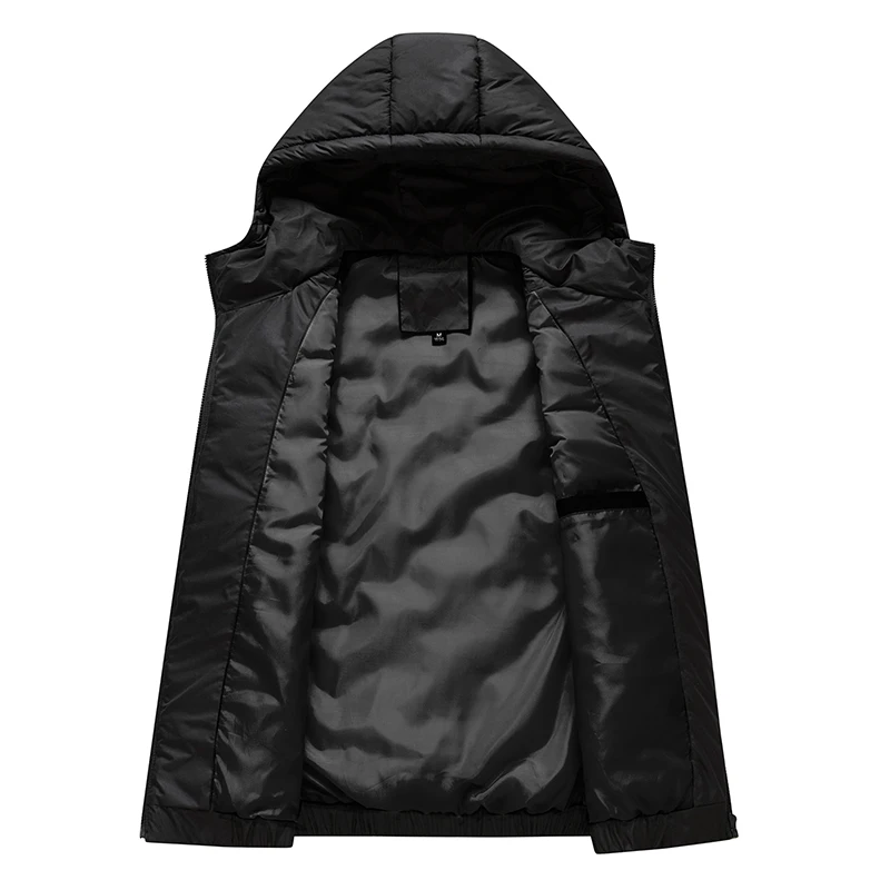 2024 New Winter Men's Warm Vest Jacket Hooded Vest Man Loose Windproof Casual Waistcoat Working Vest Male Coat