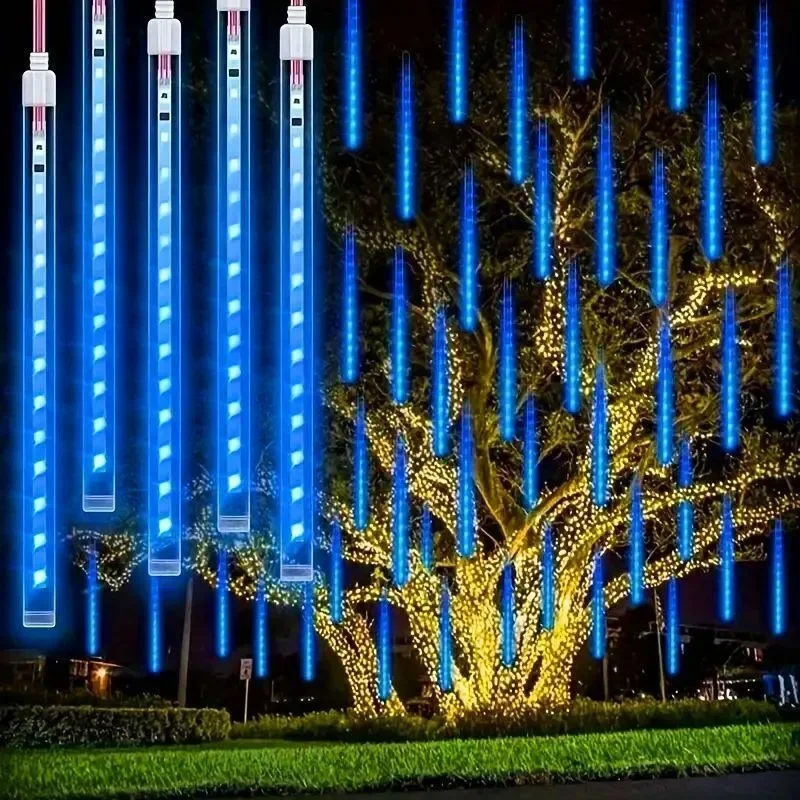 Description Picture 4 of item1/2/3/4 Set LED Meteor Shower Lights Fairy String Lights Christmas Holiday Snow Falling Icicle Cascading Light Halloween Decor