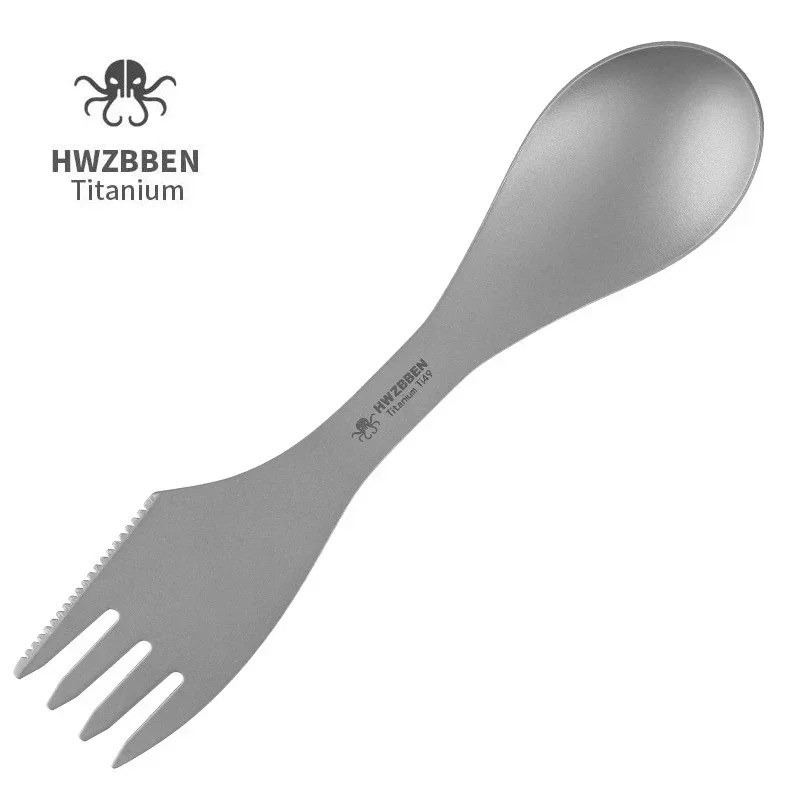 HWZBBEN 티타늄 나이프 포크 스푼, 3in1 식기류, 경량 야외 캠핑 식기, 티타늄 스푼 주방 용품