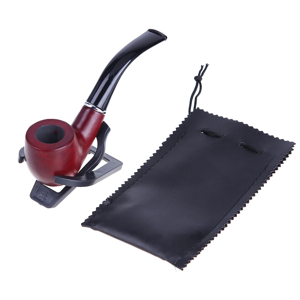 Retro Wood Smoking Filter with Pipe Rack Smoking Accessories Portable Wood Tube Pipes Reusable Gifts for Friends Family