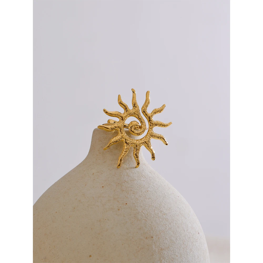 Yhpup Adjustable Ring Women 18K Gold Stainless Steel