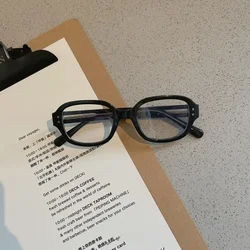Vintage Y2K Retro Red Square Frame Blue Light Blocking Glasses (Black)