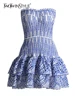 TWOTWINSTYLE Cut Out Layered Hem Sexy Dress For Women Strapless Sleeveless Off Shoulder High Waist Mini Dresses Female Clothing 1