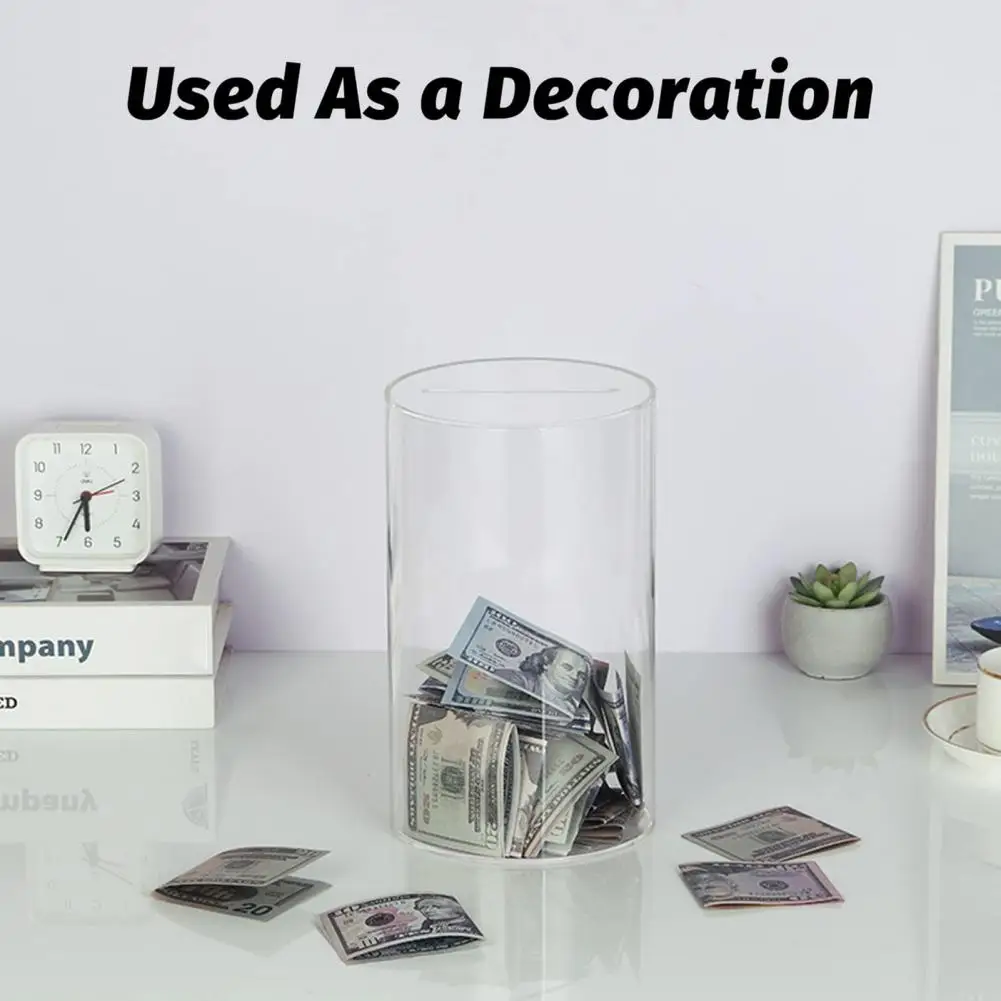 Acrylic Piggy Bank Large Capacity Transparent Cylindrical Jar Save Money Deposit Box Adults Kids Cash And Coins Saving Jar Toys
