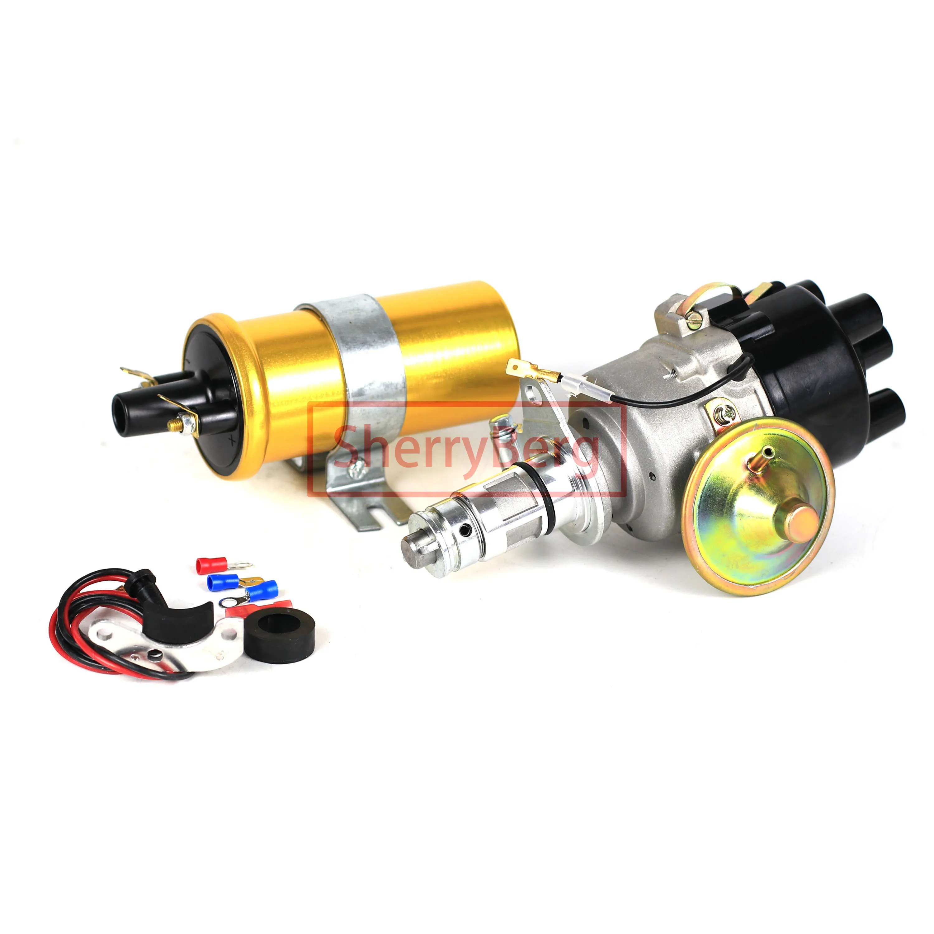 SherryBerg Distributor + Electrical KIT + COIL for Lucas Reliant Robin 1973-1977 Electronic 45D4 Distributor Gold Sports Coil