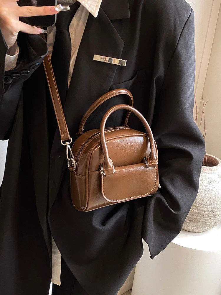 Wine Red Bag For Women Korean Fashionable Solid Versatile One Shoulder Crossbody Bags High-end Pu Leather Commuting Handbags