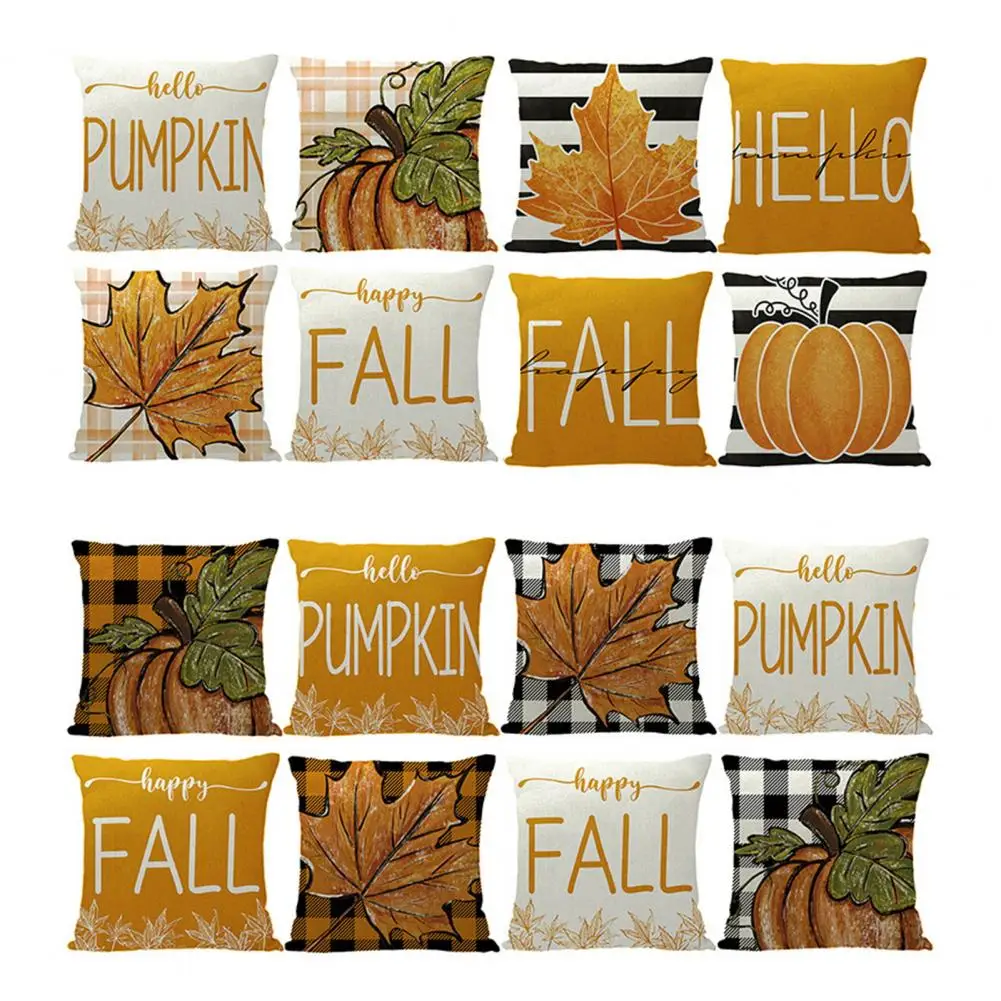 

Throw Pillowcase Set Autumn Harvest Throw Pillow Cases Halloween Thanksgiving Pillow Covers Pumpkin Maple Print Farmhouse Couch