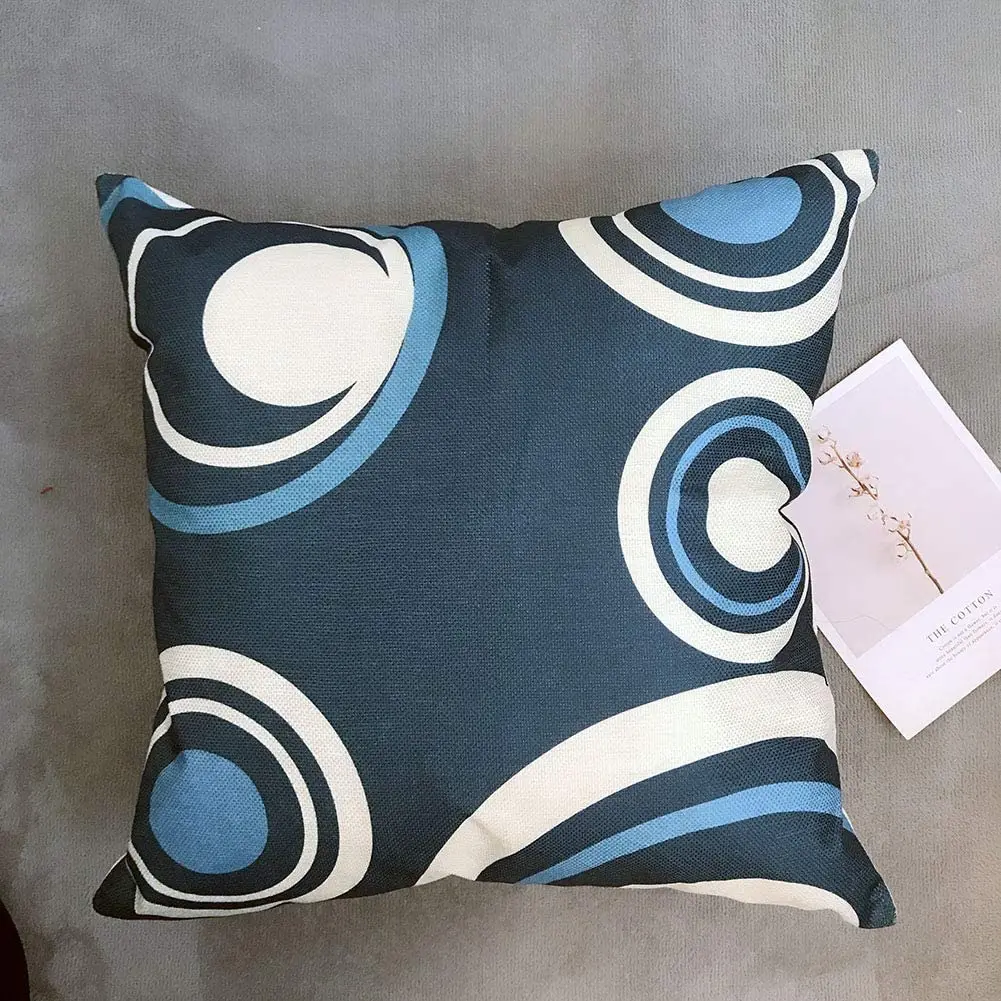 Modern Blue Geometric Linen Cushion Cover for Car Living Room Sofa Bedroom Home Decor, 40x40 45x45 50x50 60x60 Pillowcase 5