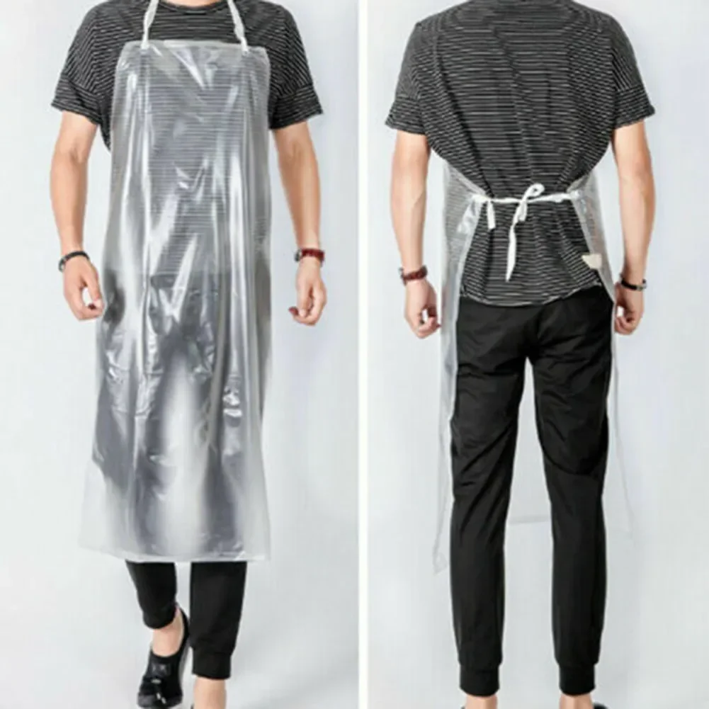 

1Pc Waterproof For Kitchen Housework Restaurant Butcher Transparent PVC Apron Clean Cafe Shop Hairdresser Aprons Delantal Tablie