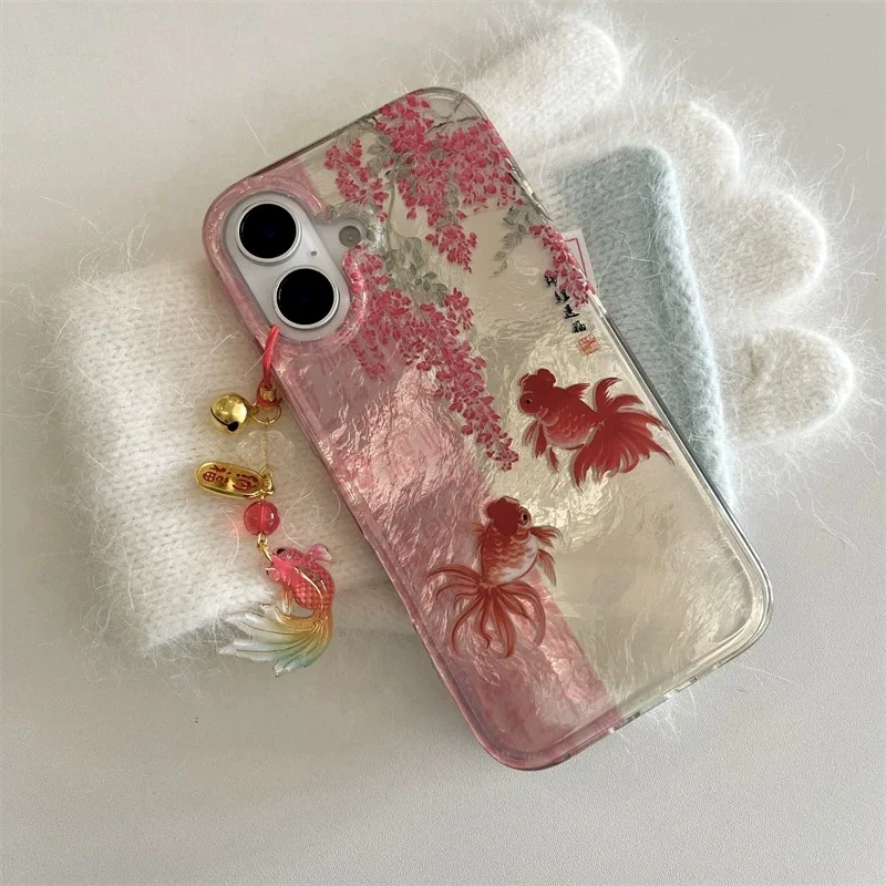 Artistic Calligraphy Floral Koi Design Phone Case