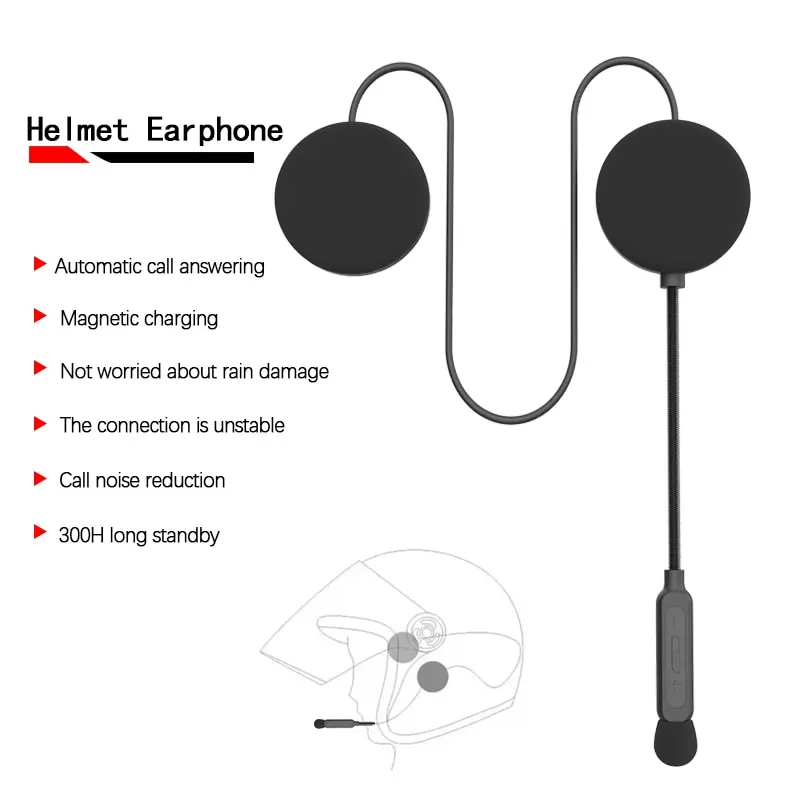 Yonam DFX001 ENC Noise Cancelling IPX7 Waterproof BT 5.2 Magnetic Suction Charging Helmet Bluetooth Earphone