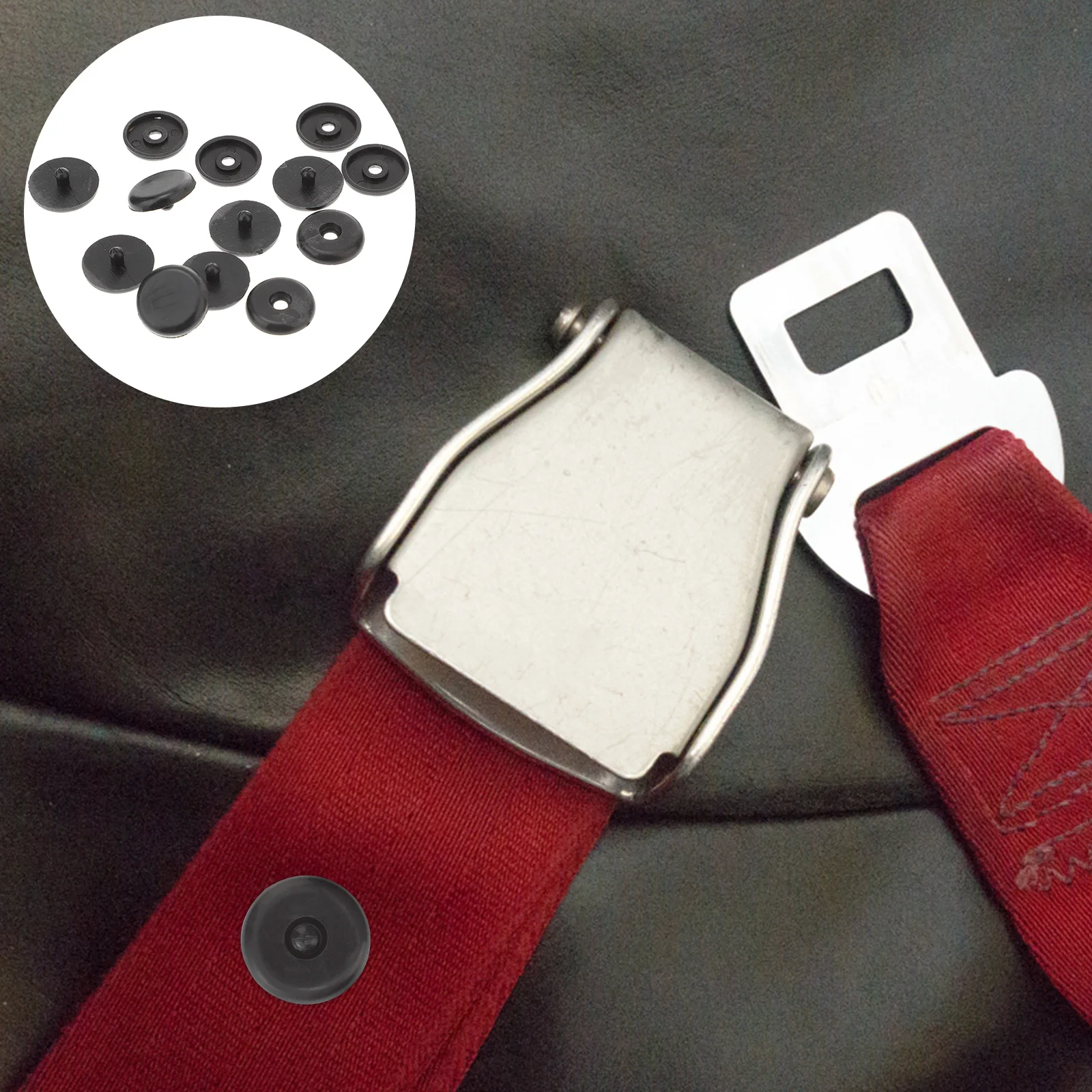 

Seat Belt Stop Buttons Anti-slip Buckle Retainers Buttons (Black) A32