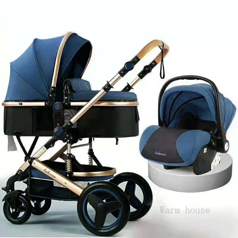 Comprar Cochecito de bebé 3 en 1, cochecito de paisaje alto con cuna,  cochecito plegable, carrito Reversible para recién nacido, cuna para bebé