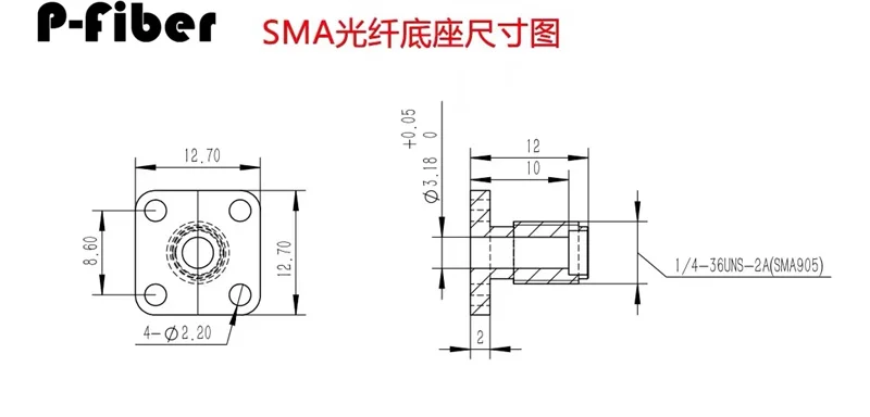 SMA905 optical fiber socket 1 piece SMA connector fiber optic base P-fiber fiber optic adapter