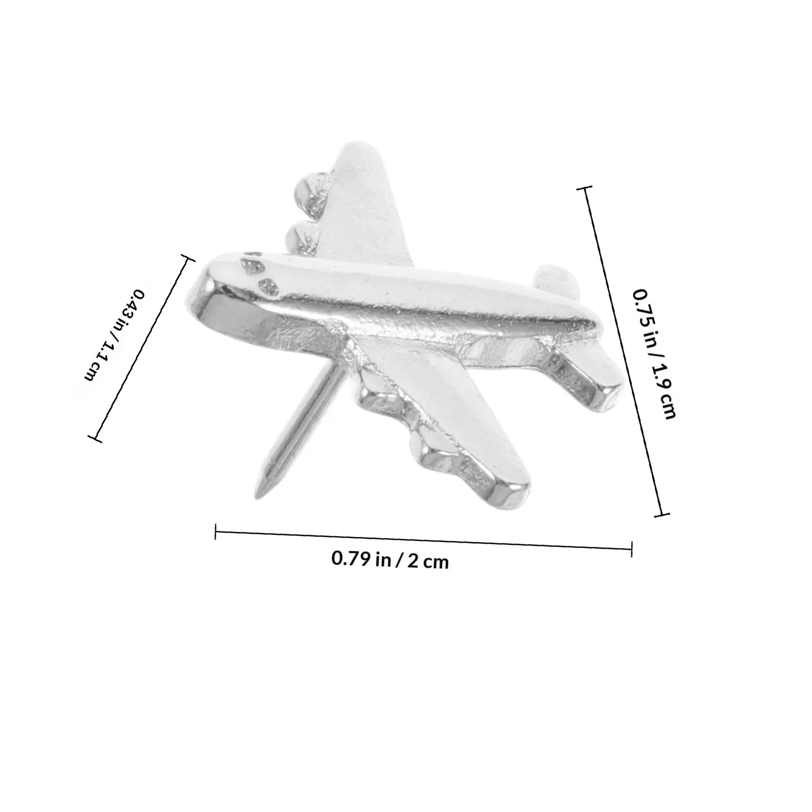 24Pcs 실버 메탈 비행기 모양 푸시핀 3D 장 압정, 지도, 게시판, 코르크 벽, 사무실, 가정, 여행, 공예용