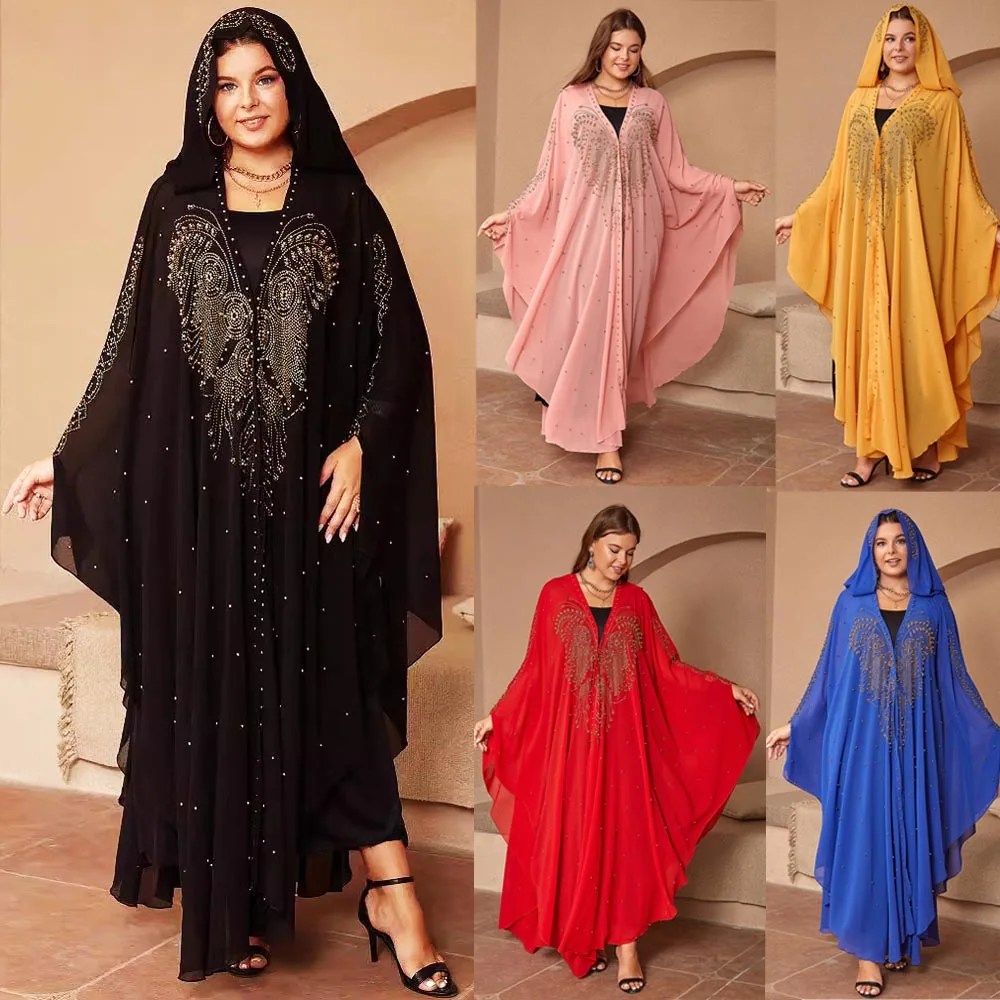 Luxury Abaya Dubai Turkey Morocco Gowns Ramadan Eid Muslim Women Beaded Chiffon African Dress Arabic Islamic Robe Femme Kaftan heryseygold morocco trendy caftan jewelry belts square crystal robe waist chains ethnic wedding collections bridal trim