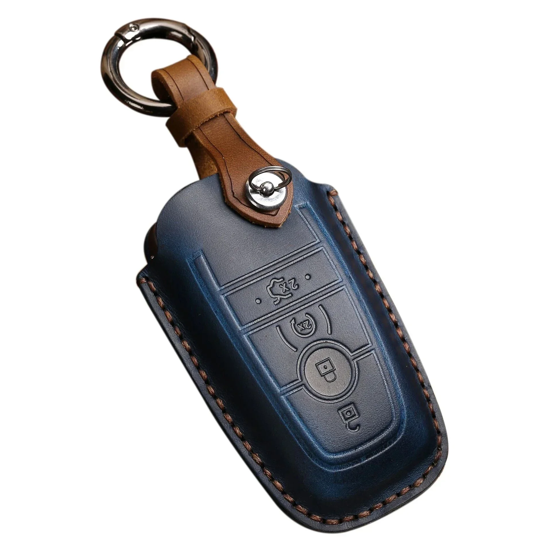 Premium Leather Car Key Case Cover & Keychain Holder