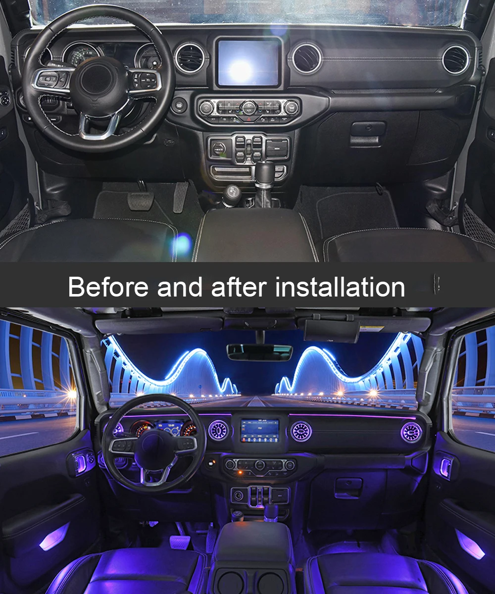 Led air vent Turbine outlet Ambient Light For jeep Wrangler JL 2018-2022  inlet center console lamp front air condition vent - AliExpress
