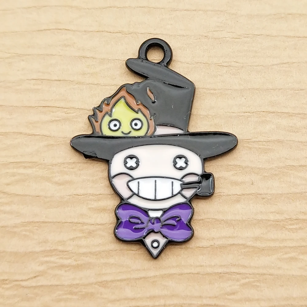 Set of 10 Black Plated Cartoon Charms for DIY Jewelry and Crafts