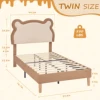 VECELO Twin Kids Upholstered Bed Frame with LED Cute Bear Ear Platform Bed with Adjustable Headboard No Box Spring Need 5