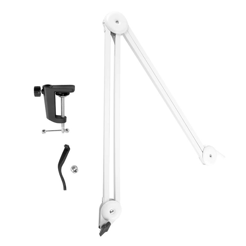 

Microphone Stand Adjustable Suspension Boom Arm With Built-In Spring For Voice Recording White