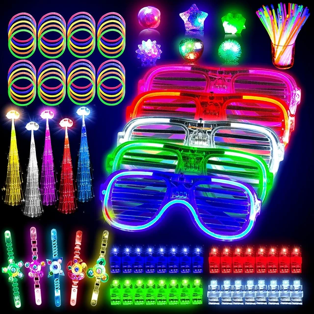 LED Blinkende Ringe 14er Set – Spielzeug Fingerlichter, Armbänder,  Halskette, Glow in the Dark Partyartikel für Kindergeburtstag, Halloween,  Karneval