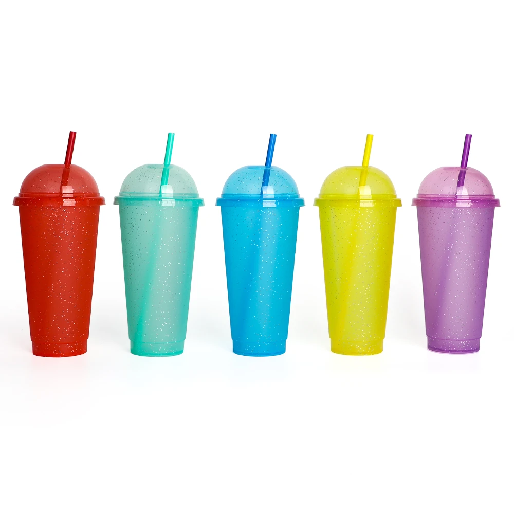 Reusable Plastic Cups Lids Straws 24 Oz Cups Lids Straws Glitter