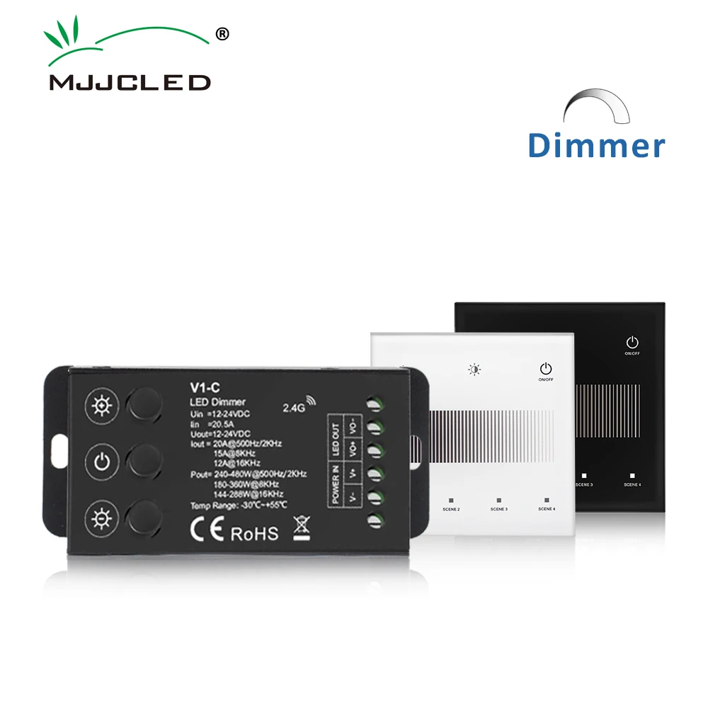 12V 24V LED Dimmer 3-Button Switch Dimming V1-C Wall Mounted Touch Panel RF Remote Control Dimer for WW CW LED Strip Light