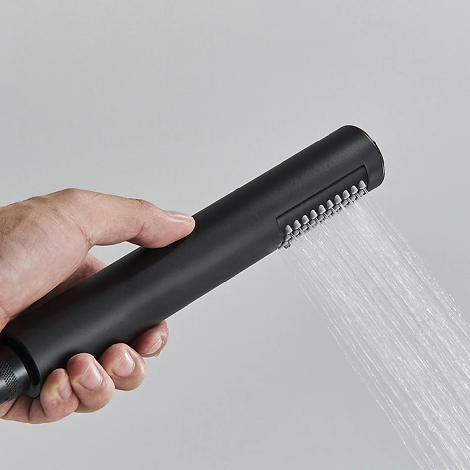 Uythner Hand-held Shower Head Water Saving Black Bathroom Rainfall Shower Nozzle Aerator High Pressure handheld Shower Head 6