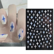 

3d Nail Stickers Star Shining Silver Stars Love Girl Nails Stickers Decoration Tips For Beauty Salons