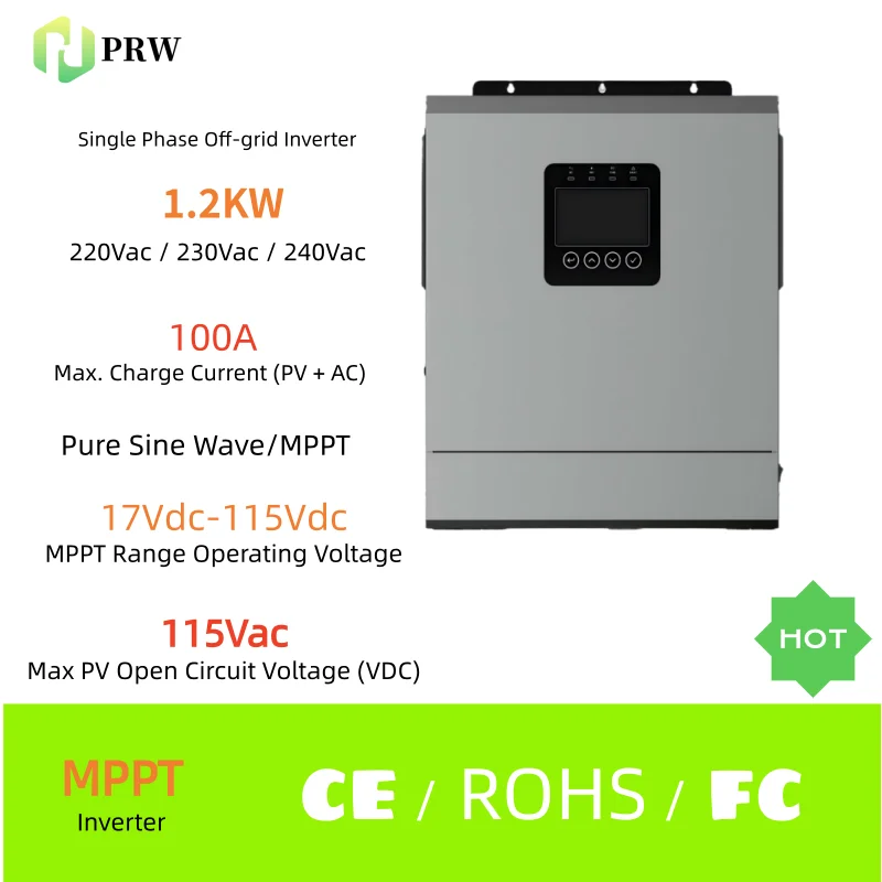 อินเวอร์เตอร์คลื่นไซน์บริสุทธิ์คุณภาพสูง 12V 1200W แบบออฟกริด, ตัวแปลงพลังงานแสงอาทิตย์ 1.2KW สำหรับใช้ในบ้าน/กลางแจ้ง 1