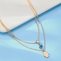Collier porte-bonheur turc Double couche avec pendentif mauvais yeux pour femmes, Micro pavé de strass, chaînes de clavicule, bijoux cadeau 2