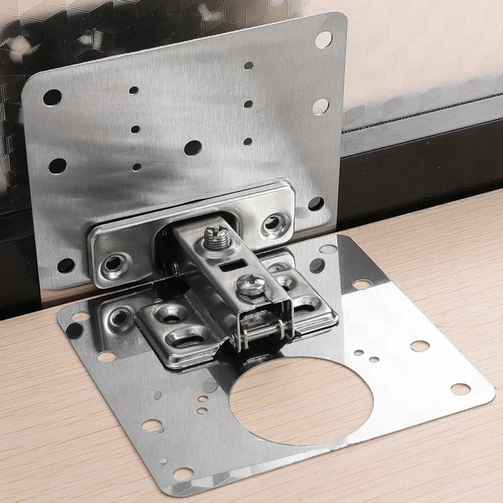 2/16PCS Stainless Steel Hinge Repair Plate Hardware Cabinet Flat Screws Fixing Brace Brackets Cupboard Door Hinge Mounting Tools