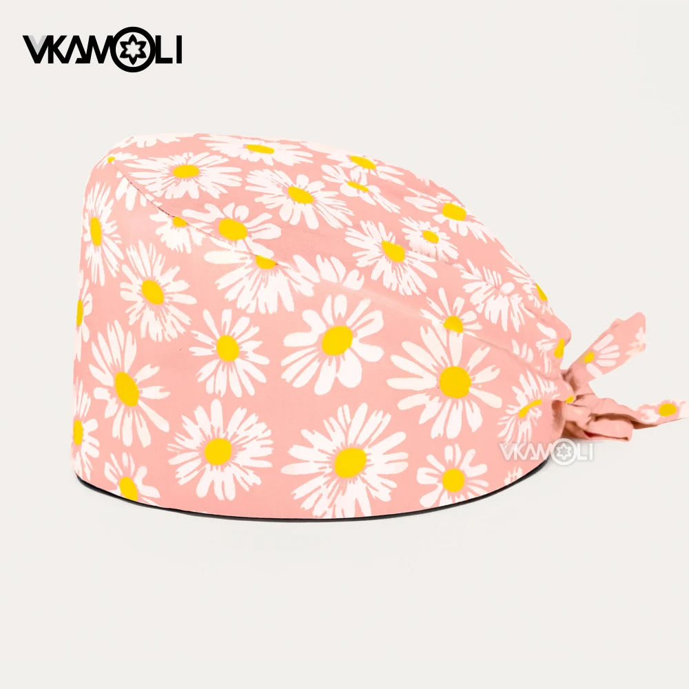 Рожеві квіти Шапки-скраби Дитяча клініка Лікарня для домашніх тварин Хірургічна шапка Домашня тварина Лікар Медсестра Робоча шапка Аптека Шапка-скраб Один розмір