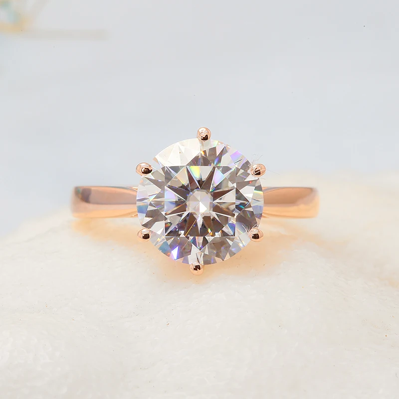 New 100% 14K Yellow Gold Center 3.0ct 9mm Round Moissanite