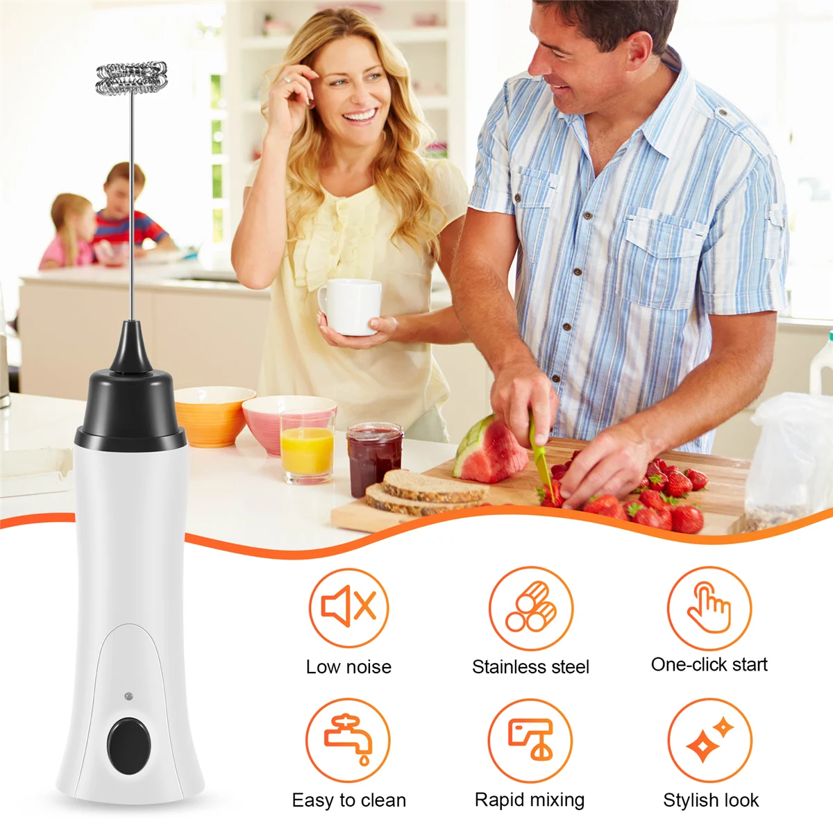 Handheld Electric Coffee Mixer Frother Automatic Milk Beverage Foamer Cream Whisk Cooking Stirrer Egg Beater With Cover 4