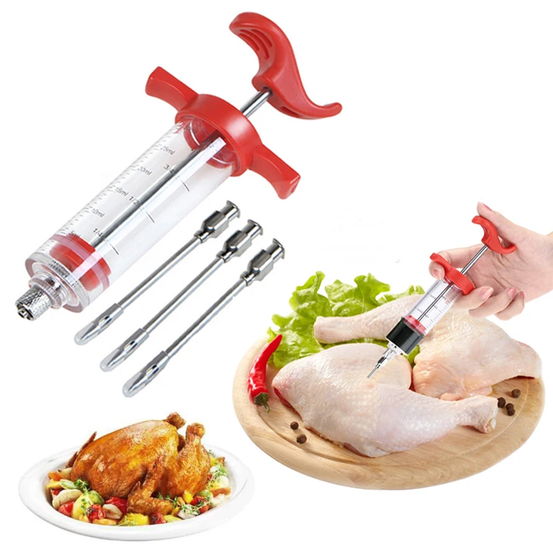 BBQ Meat Syringe Marinade Injector Turkey Chicken Flavor Syringe Kitchen Cooking Syinge Accessories meat injector syringe