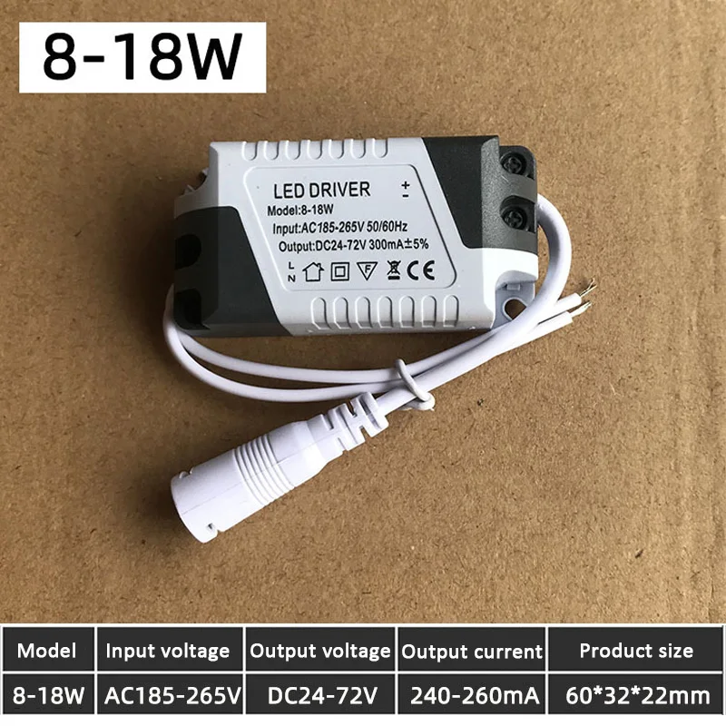 Universal LED Lighting Transformer - Ceiling Lamp & LED Strip Power Supply Adapter (8-24W)