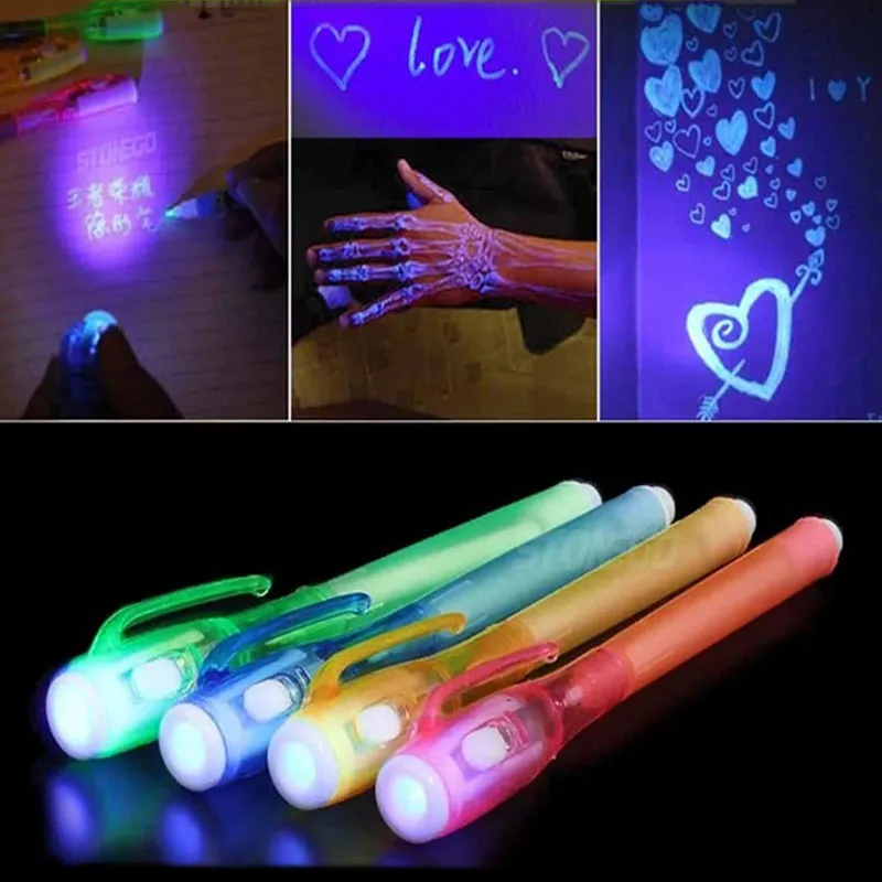 Invisible ink pen 7 PCS Invisible Ink Pen With Light Invisible Pen Magic Highlighter Markers Funny Glitter Pens SGB01